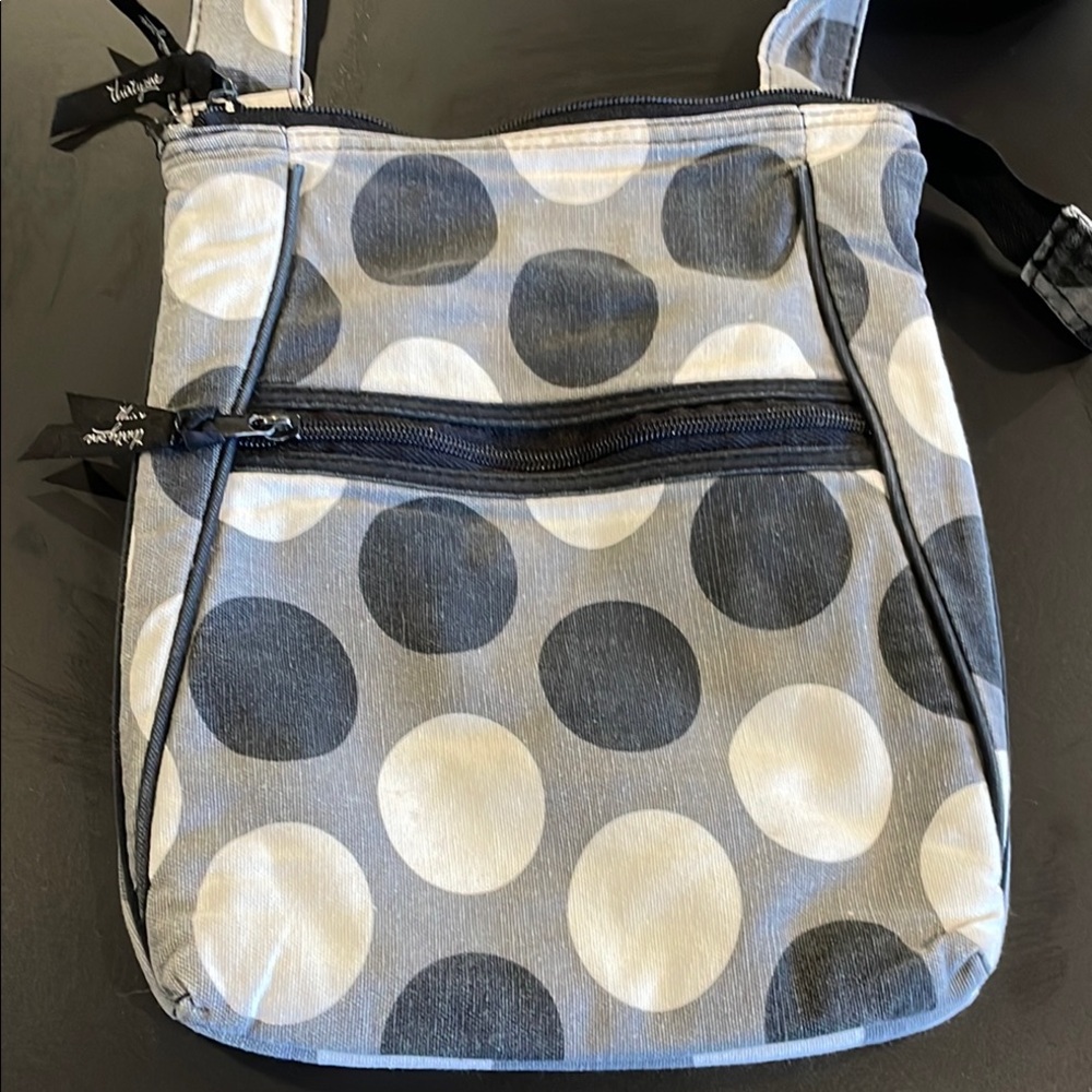Black and White Crossbody Bag with Chic Polka Dots